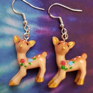 Handmade Flower Reindeer Earrings